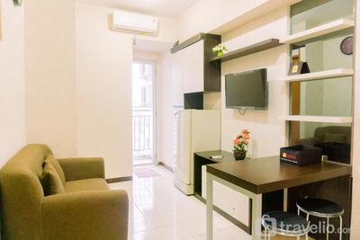 Comfort 2BR at 20th Floor Green Park View Apartment By Travelio