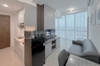 Combined Grey Toned 2BR Apartment at The City Square Surabaya By Travelio